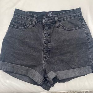 Women's High-Waisted Button Black Jean Shorts